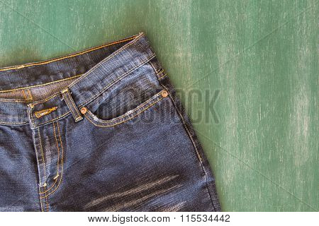 jean and space of chalkboard background to copy or some idea