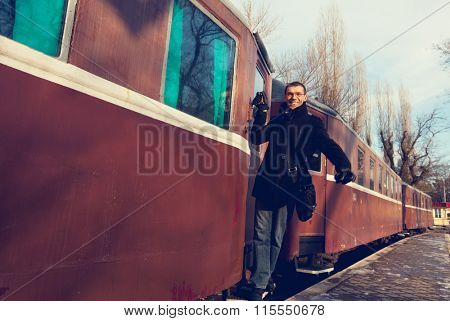 man on railroad station