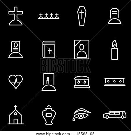 Vector Line Funeral Icon Set