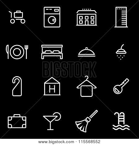 Vector Line Hotel Icon Set