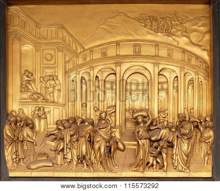 FLORENCE, ITALY - JUNE 05: Baptistry of Saint John, Gates of Paradise, The Story of Joseph, Florence, Italy on June 05, 2015
