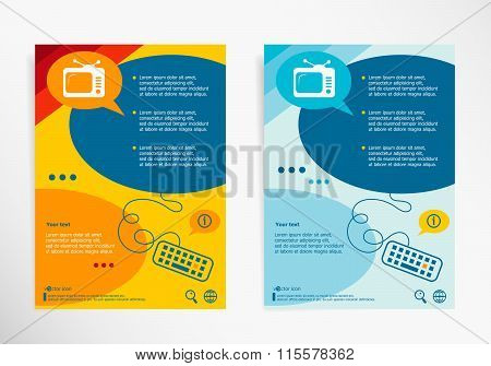 Retro Televisor Symbol On Abstract Vector Modern Flyer, Brochure Vector Template.