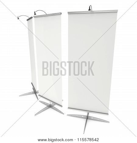 Blank Roll Up Banner Stand. 3D