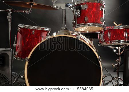 Drum set on a stage
