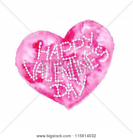 Love. Happy Valentine's Day Greeting card. Watercolor red heart on white background. Element for you