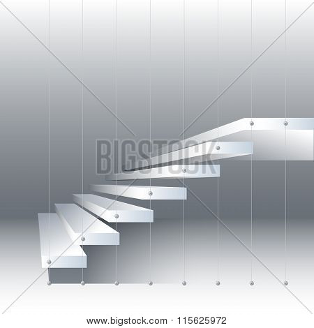 Vector illustration with  black and white stairs on drey background