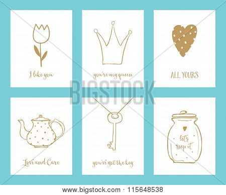Love Notes and Valentine Cards Hand Drawn Set