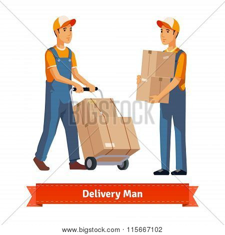 Delivery man with boxes
