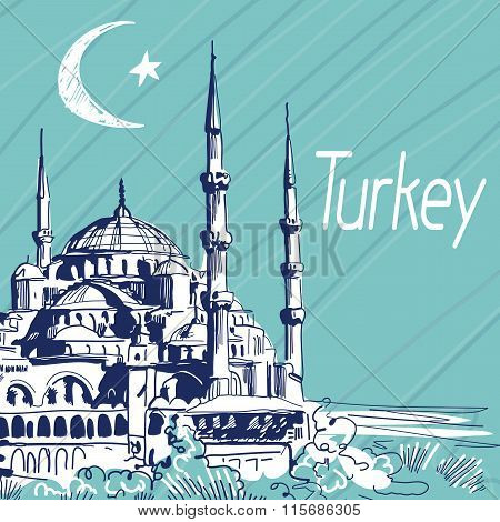 Hand Drawn Vector Illustration. Turkey