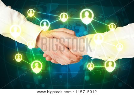 Business handshake, social netwok concept