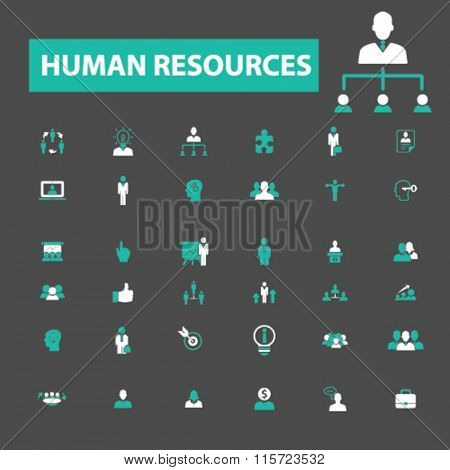 human resources icons, human resources concept, business human resources , management icons, signs vector concept set for infographics, mobile, website, application
