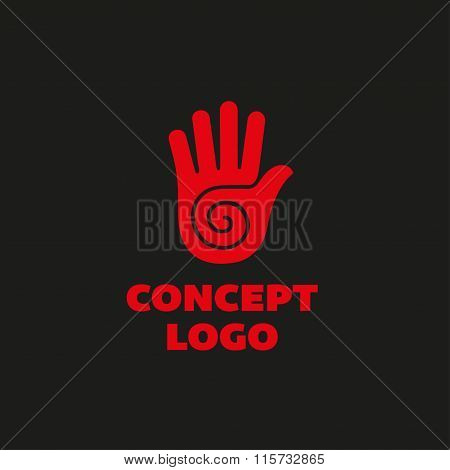 Yoga vector icon with stylized hand.