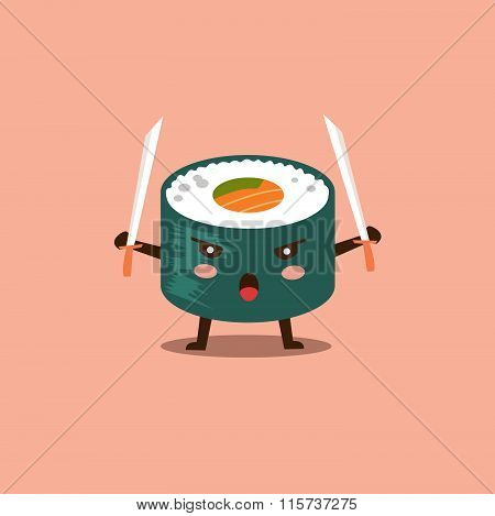 Vector sushi cartoon character illustration