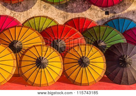 Umbrella At A Tropical Market, Luang Prabang In Laos