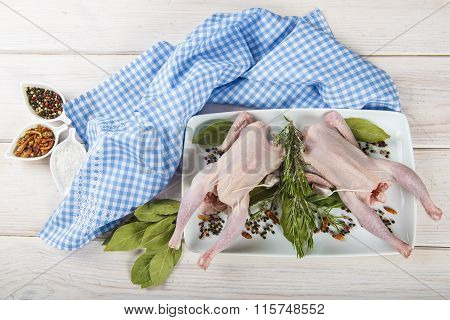 Raw Poussin With Herbs And Spices
