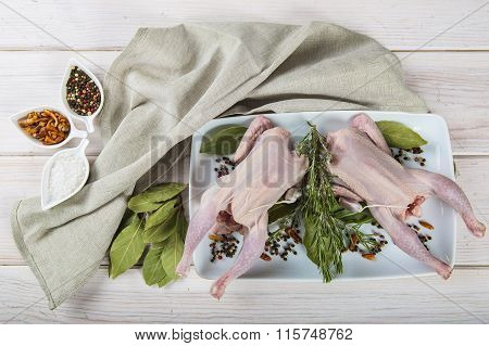 Raw Poussin With Herbs And Spices