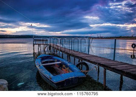 boat at wooden pier