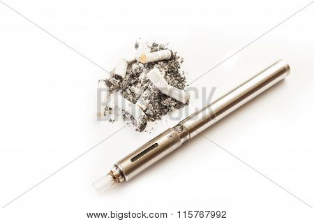 Dirty And Smelly Smoking Habit Versus Clean Electronic Cigarette.