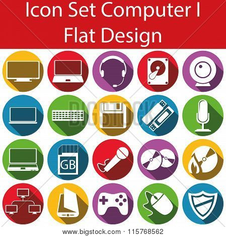 Flat Design Icon Set Computer I