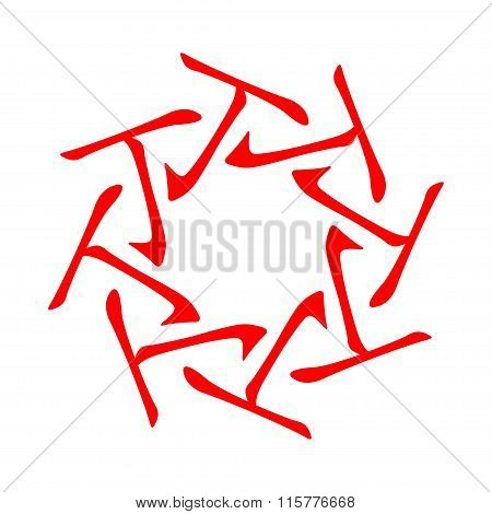 Symbol from chinese hieroglyphs. Translation of 10 zodiac stems, feng shui signs hieroglyph:'Fire