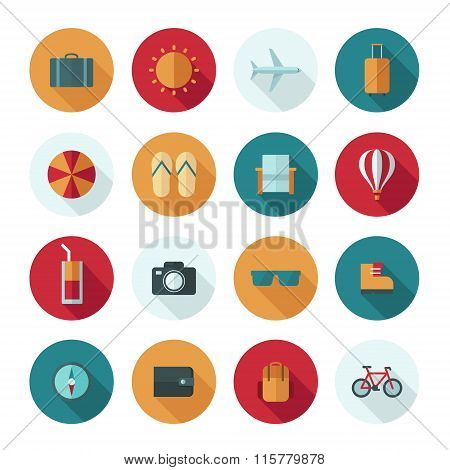 Set of vector flat design concept icons for travel and vacation