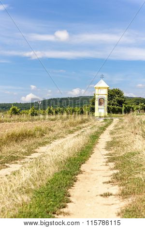 wayside with vineyard near Retz, Lower Austria, Austria