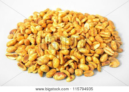 Fried peanut isolated on white background