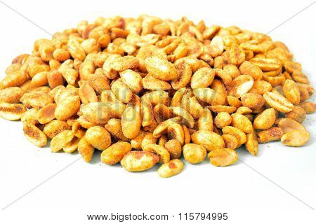 Fried peanut isolated on white background