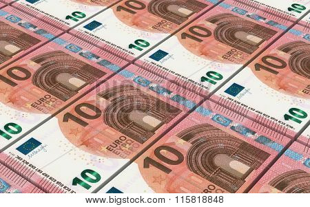 European currency bills stacks background. Computer generated 3D photo rendering.