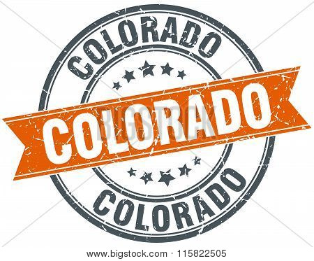 Colorado orange round grunge vintage ribbon stamp
