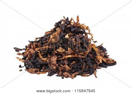 dried smoking tobacco. Isolated on a white background.