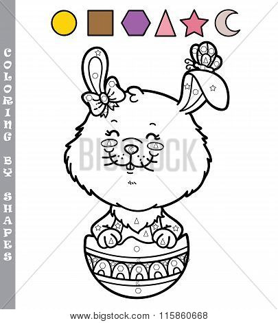 Coloring by shapes easter bunny