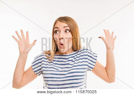 Surprised Girl Gesturing With Hands