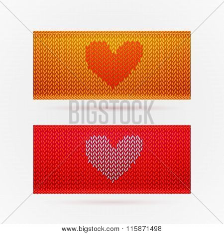 Knitted banners with Love