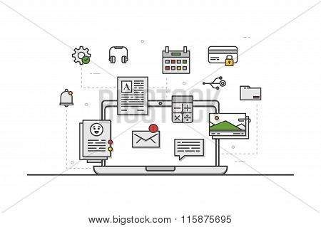 Web design icons. Line art. Stock vector.