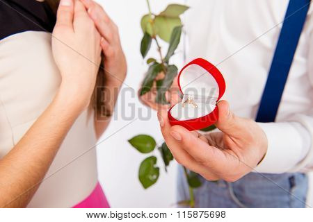 Close Up Photo Of Man Making Proposal Of Marrige With Beautiful Ring