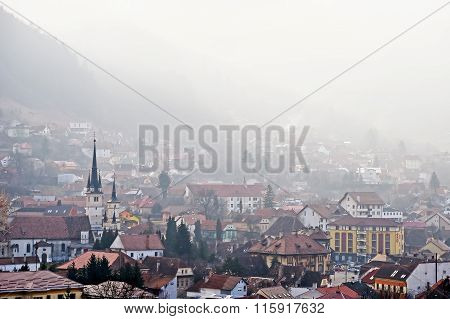 Old Town Of Brasov In A Winter Morning