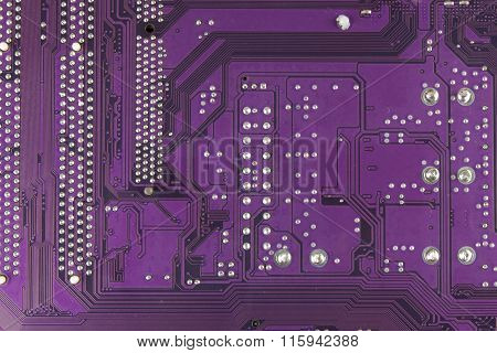 Dusty printed circuit board. High tech closeup