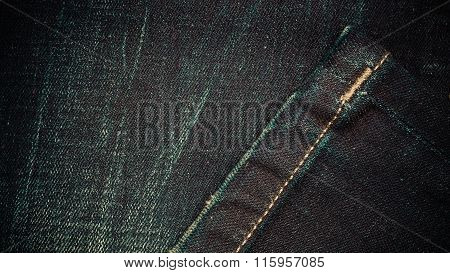 Closeup Detail Of Dark Denim