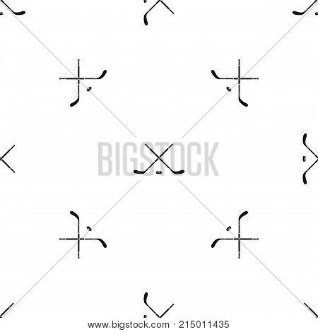 Hockey pattern repeat seamless in black color for any design. Vector geometric illustration