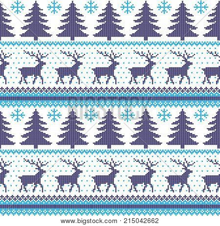Christmas New Year's Winter Seamless Festive Norwegian Woolen Knitted Pattern