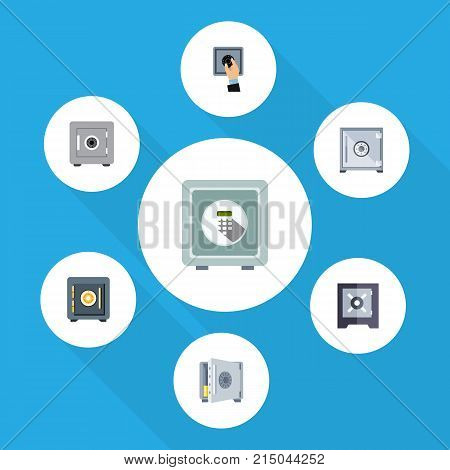 Flat Icon Strongbox Set Of Coins, Saving, Strongbox And Other Vector Objects