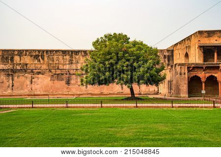 Jahangir's palace inside wall in Red Fort of Agra, India