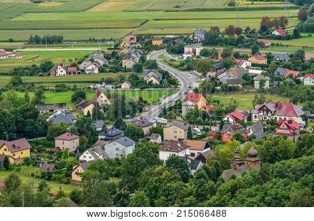 BABICE, POLAND - AUGUST 19, 2017: View of the town in ruins of the Lipowiec castle in Babice, Poland.