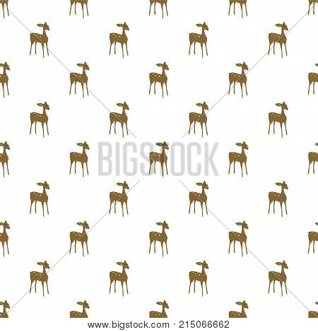 Deer cartoon vector seamless pattern. Fawn on white christmas winter background.