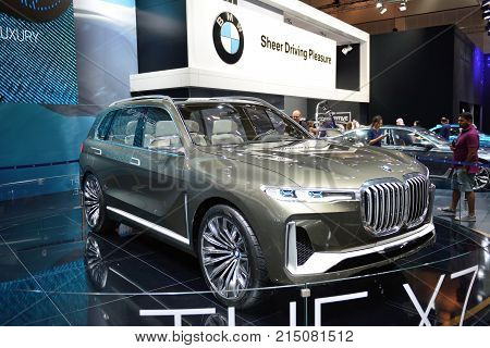 DUBAI UAE - NOVEMBER 17: The BMW Concept X7 iPerformance is on Dubai Motor Show 2017 on November 17 2017