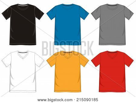 T Shirt Template V-neck R-nec...