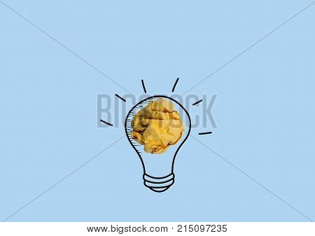 Creativity with crumpled paper, business, concept on paper blue