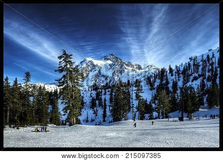 Mount Shuksan, near Bellingham, WA, creates a nice view while skiing.