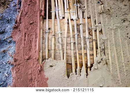Natural building with reed mat for wall plastering and wall decoration in Estonia